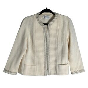Vintage 1960s Kimberly 100% Wool Ribbed Open Front Jacket Blazer Gold Union Made